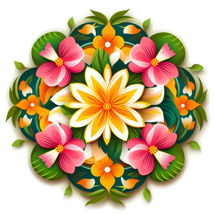 Colorful Floral Mandala Design for Festive Decoration
