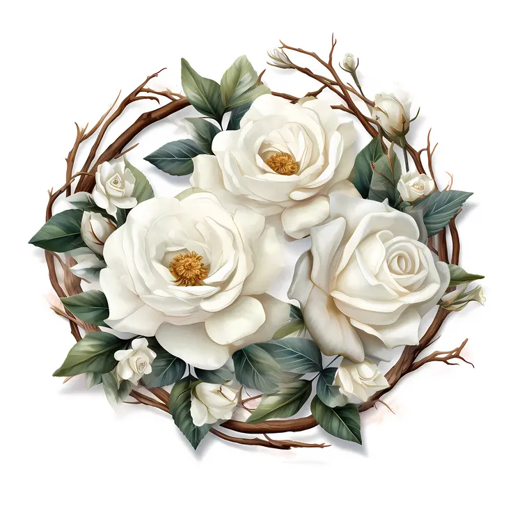 White Roses in a Wreath