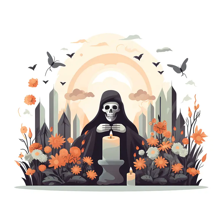 Skeleton Holding Candle