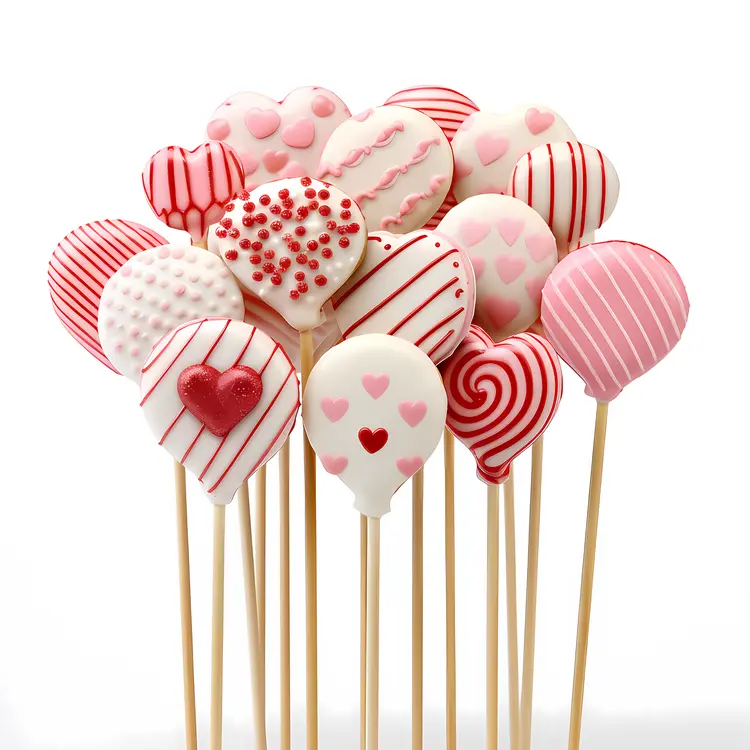 Assorted Heart-Shaped Cookies on Sticks