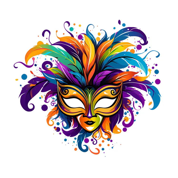 Colorful Mask with Feathers for Carnival