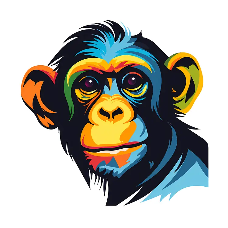 Colorful Monkey with Blue and Orange Colors