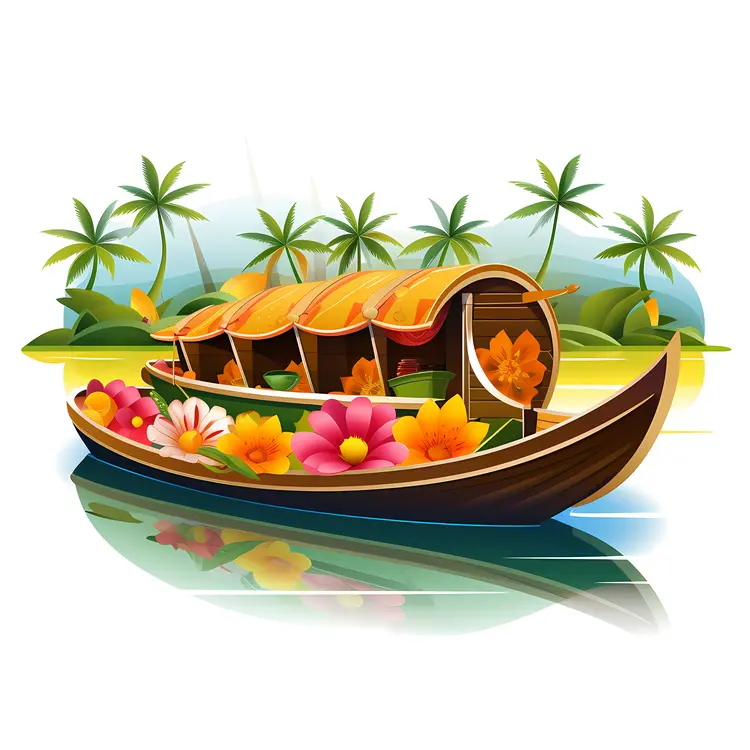Beautiful Tropical Boat with Flowers