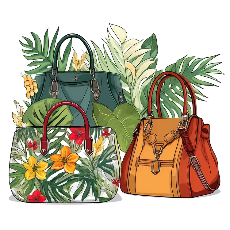 Stylish Handbags with Tropical Floral Patterns