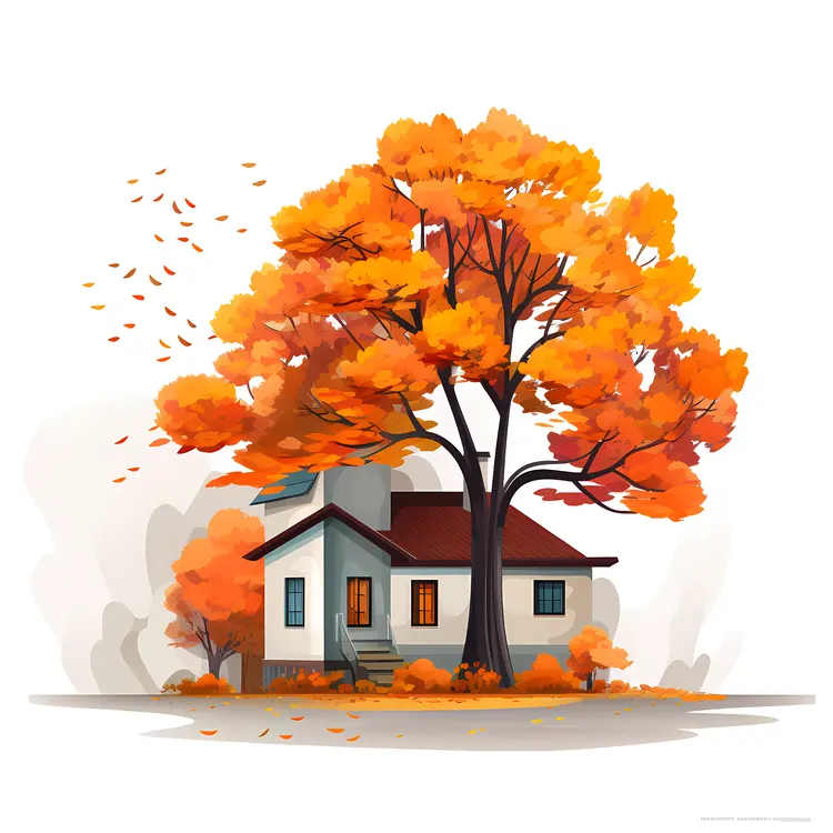 House with Autumn Foliage