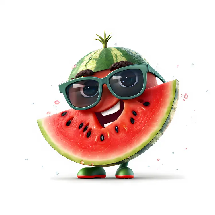 Cool Watermelon Cartoon with Sunglasses
