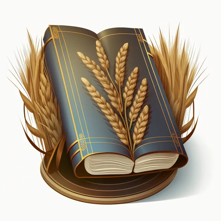 Open Book with Wheat Ears for Harvest Festival Concept