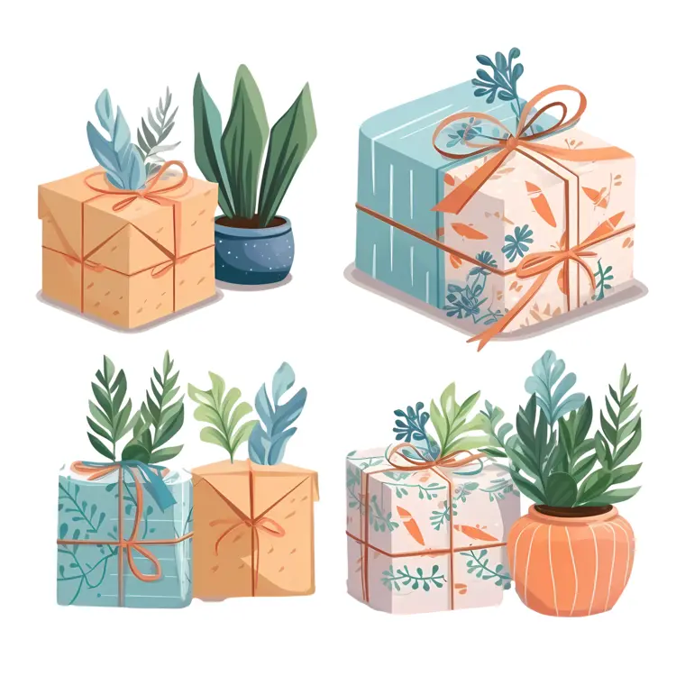 Gift Boxes with Potted Plants