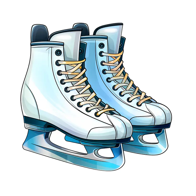 Pair of White Ice Skates with Laces