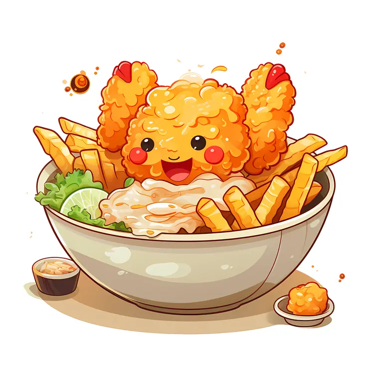 Cute Tempura Bowl with Fries