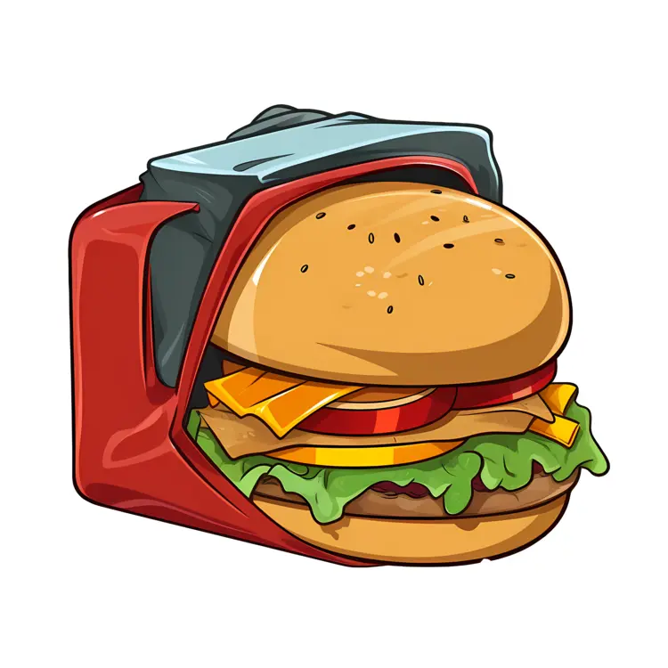 Burger in Red Lunch Bag