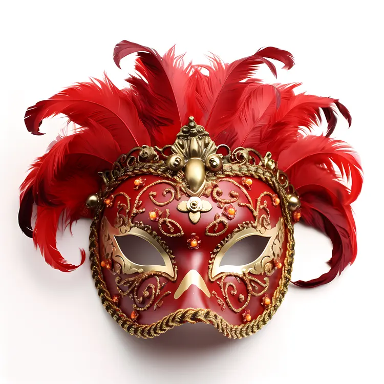 Red Feather Venetian Mask