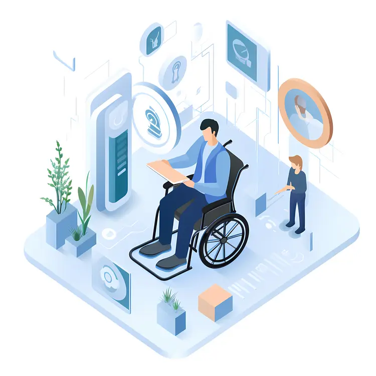 Person in Wheelchair with Technology