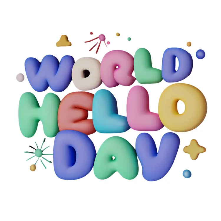 World Hello Day Text with Pastel Colors