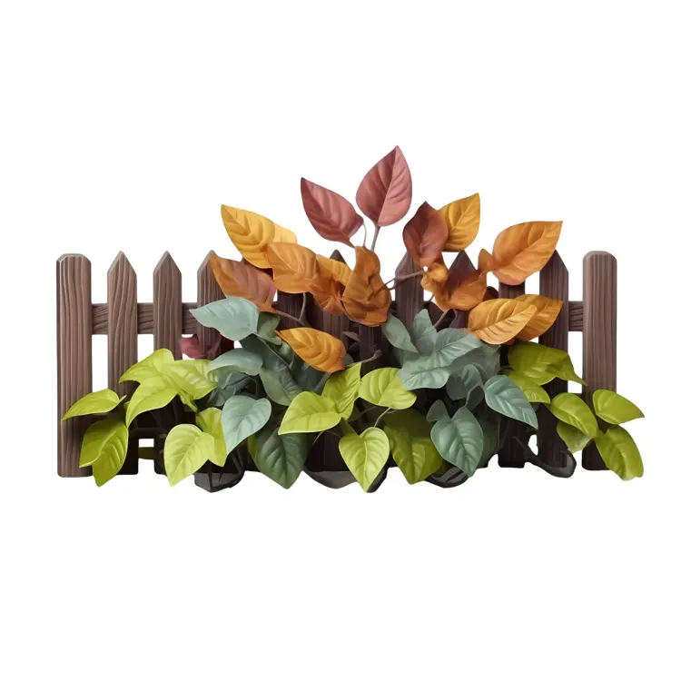 Wooden Fence with Autumn Leaves