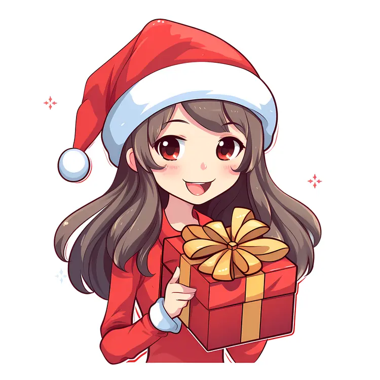 Girl with Christmas Gift