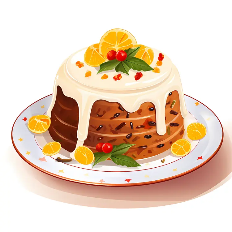 Festive Cake with Orange and Cream