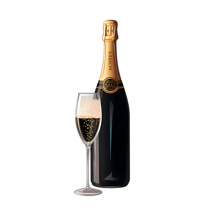 Elegant Champagne Bottle and Glass for Celebrations