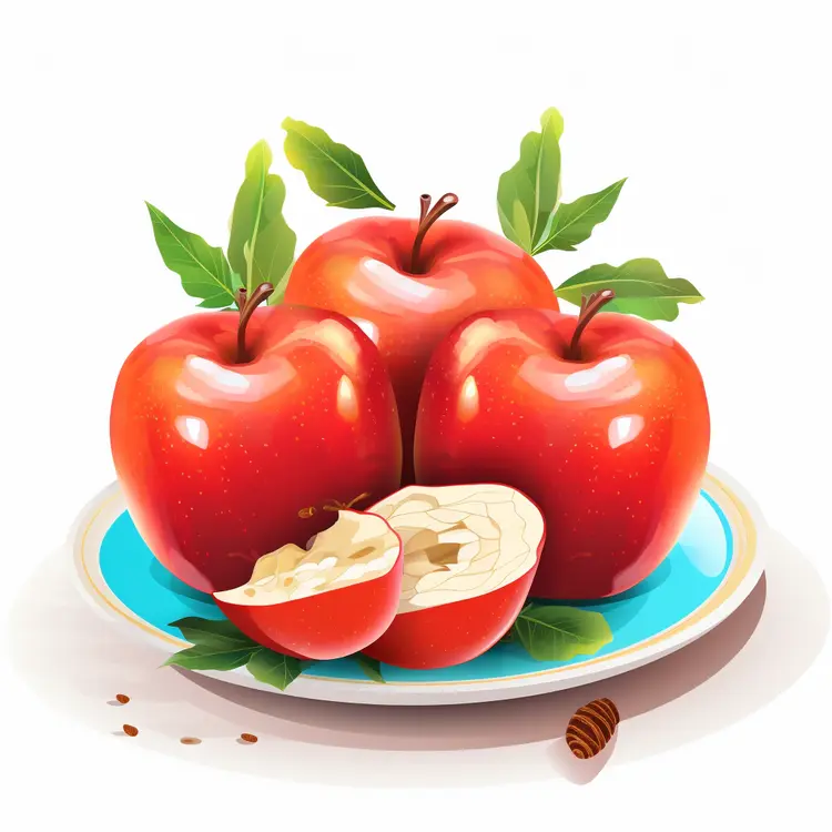 Fresh Red Apples on a Plate