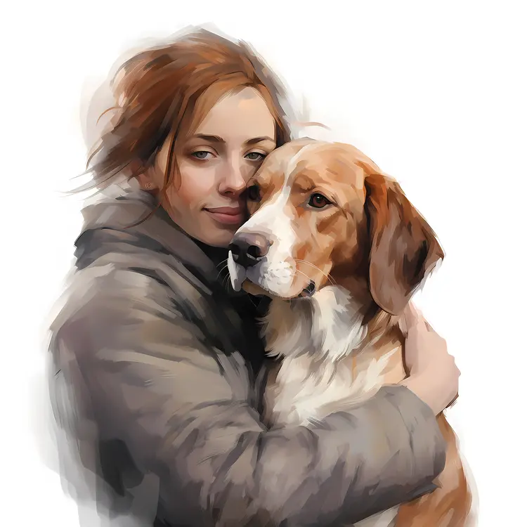 Woman Hugging Her Dog with Love