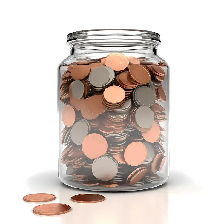 Glass Jar with Assorted Coins