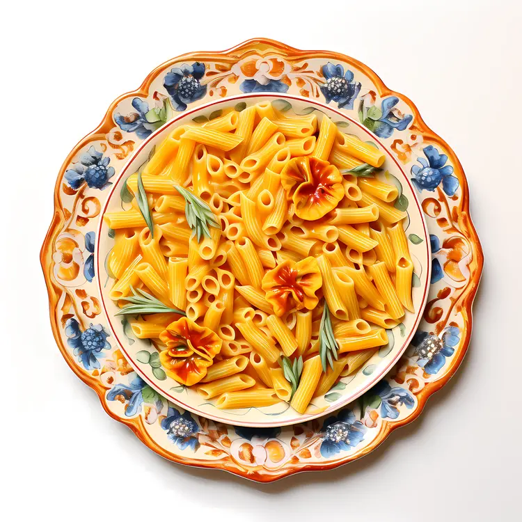 Pasta Dish on Decorative Plate