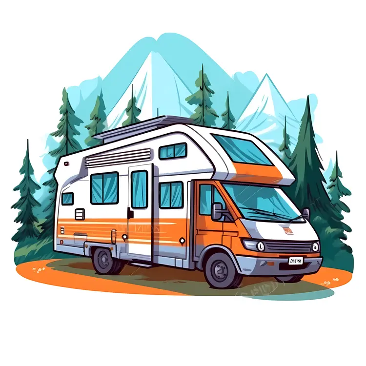Camper Van in Scenic Mountain Forest