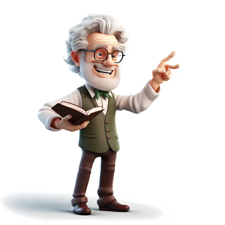 Animated Professor with Book