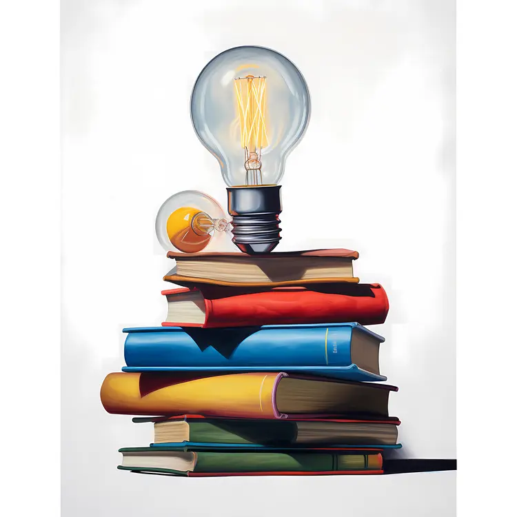 Light Bulb on Stack of Books for Education Concept