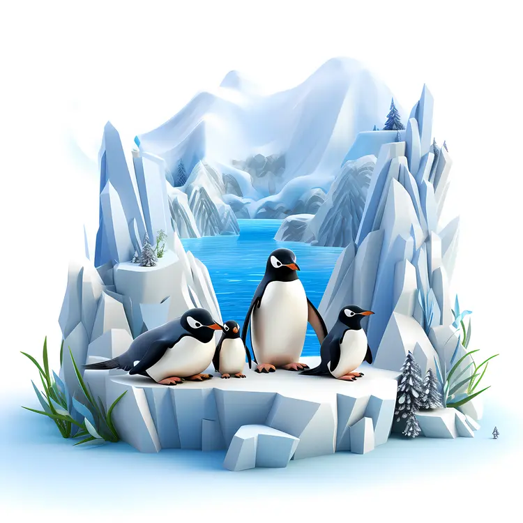 Penguins in Icy Habitat