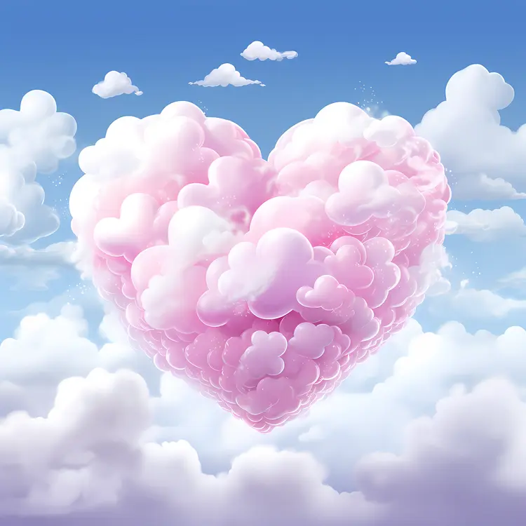 Pink Heart Cloud in a Dreamy Sky