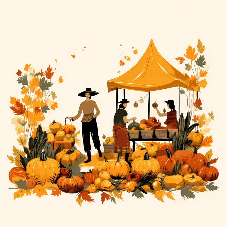 Pumpkin Market in Autumn