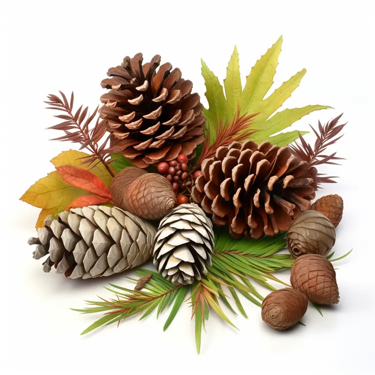Pine Cones and Autumn Leaves Arrangement