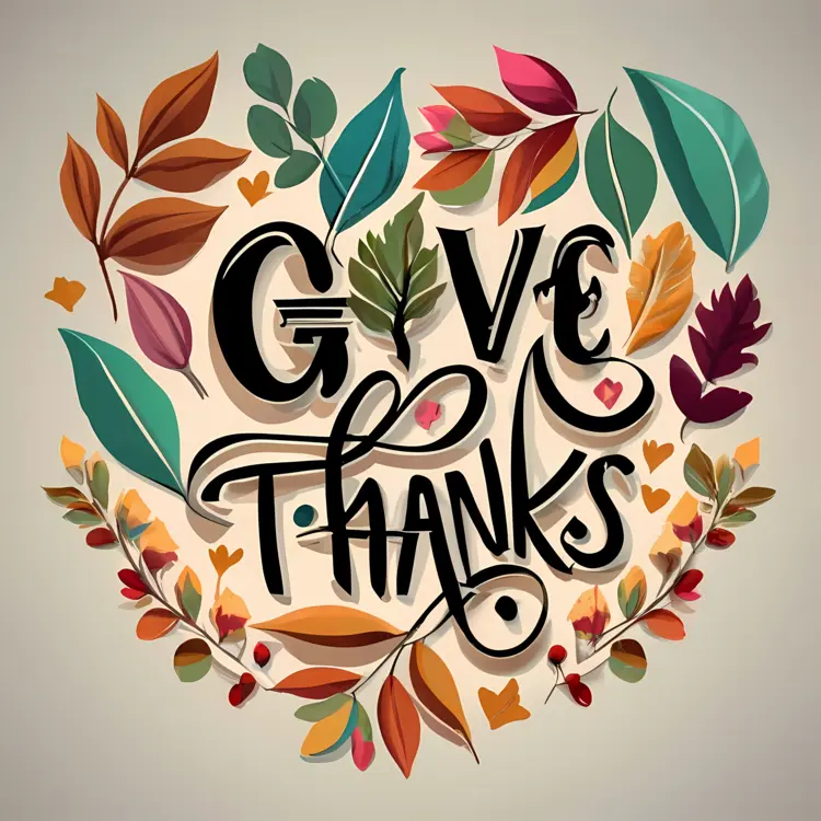 Give Thanks with Colorful Leaves and Script