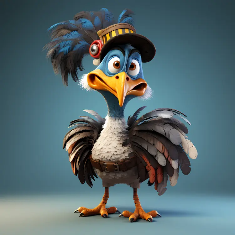 Cartoon Bird with Hat