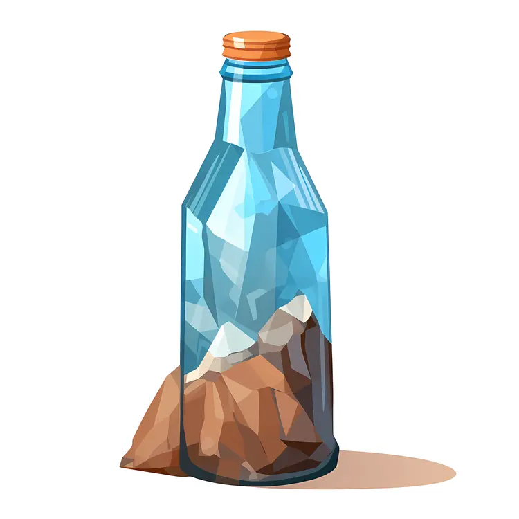 Clear Bottle with Mountain Design and Wooden Cap