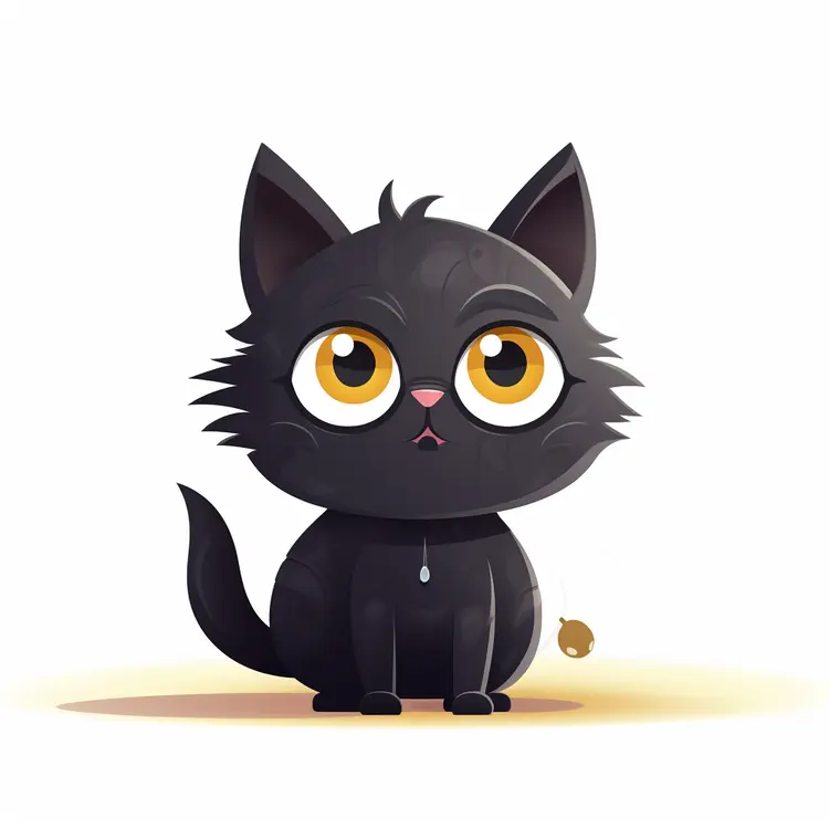 Cute Black Cat Cartoon Illustration