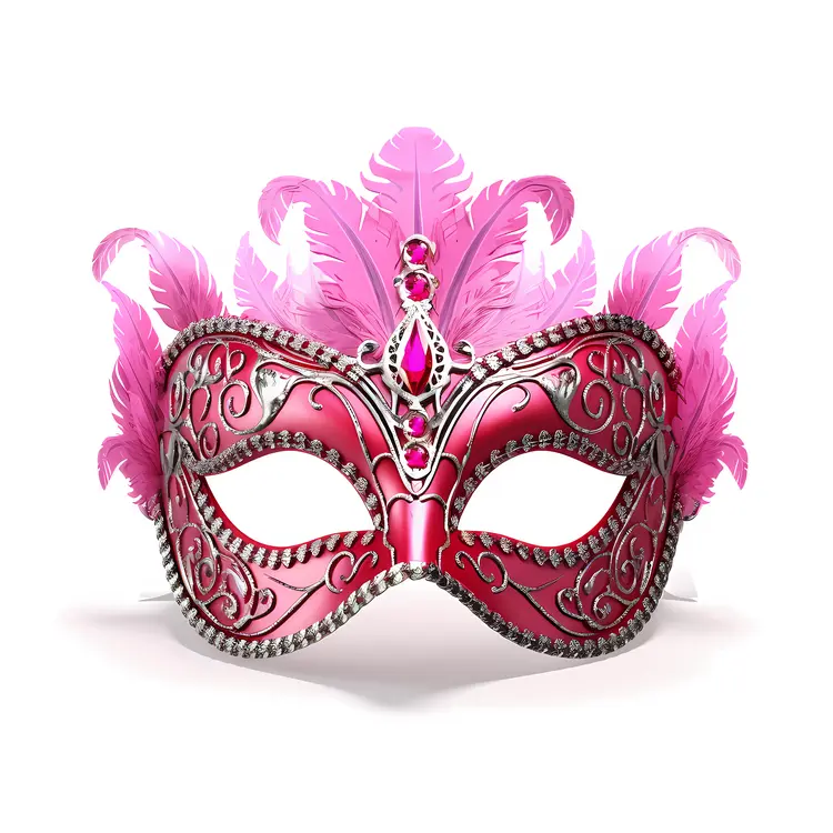 Pink Feather Venetian Mask