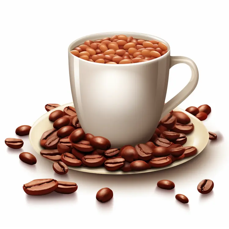 Coffee Cup with Beans on Saucer
