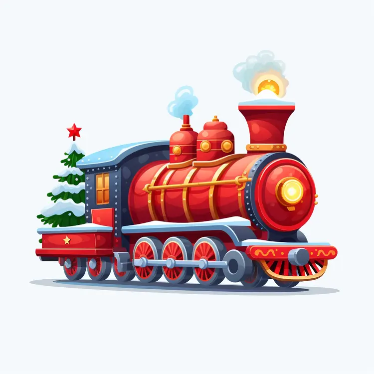 Christmas Train with Tree and Decorations