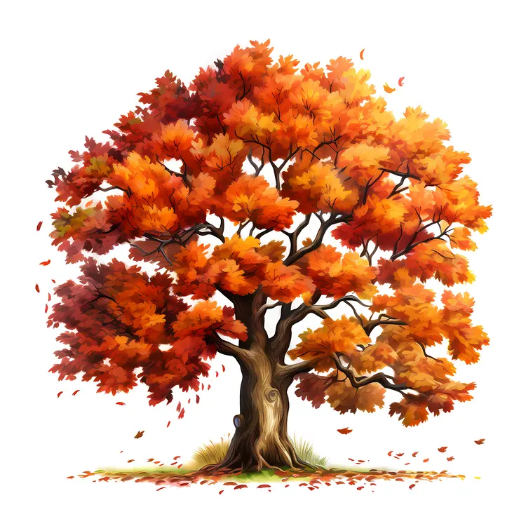 Beautiful Autumn Tree with Orange Leaves