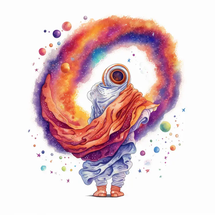 Colorful Astronaut with Cosmic Background