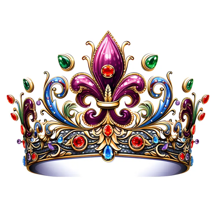 Purple and Gold Crown with Red and Green Gems