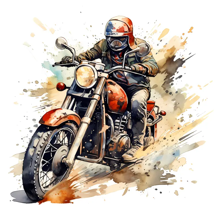 Motorcycle Rider with Splashes
