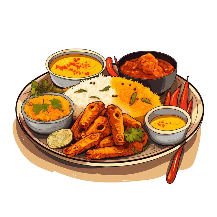 Rice Platter with Fish and Curry