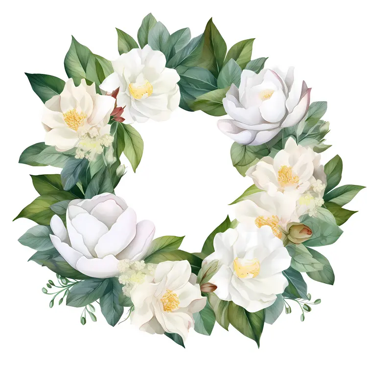 Beautiful Floral Wreath with White Flowers