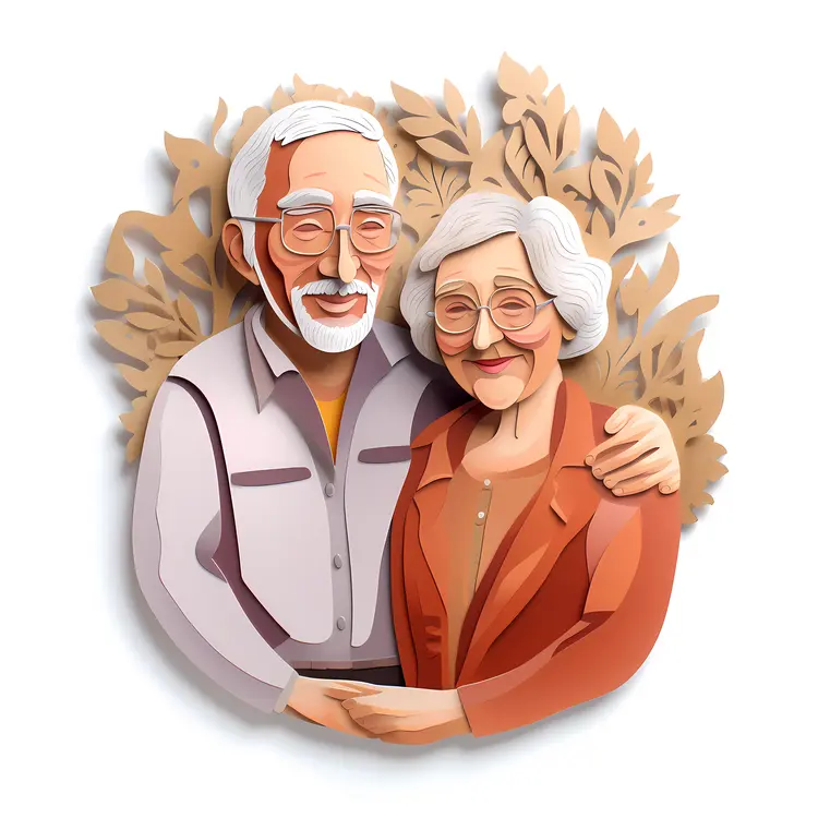 Elderly Couple with Leafy Background