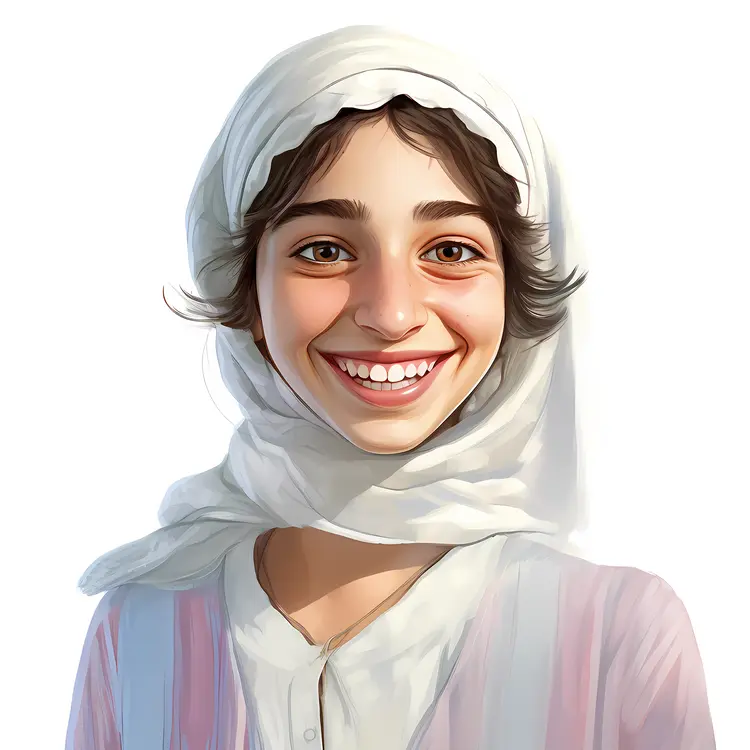 Smiling Girl in Headscarf Digital Portrait
