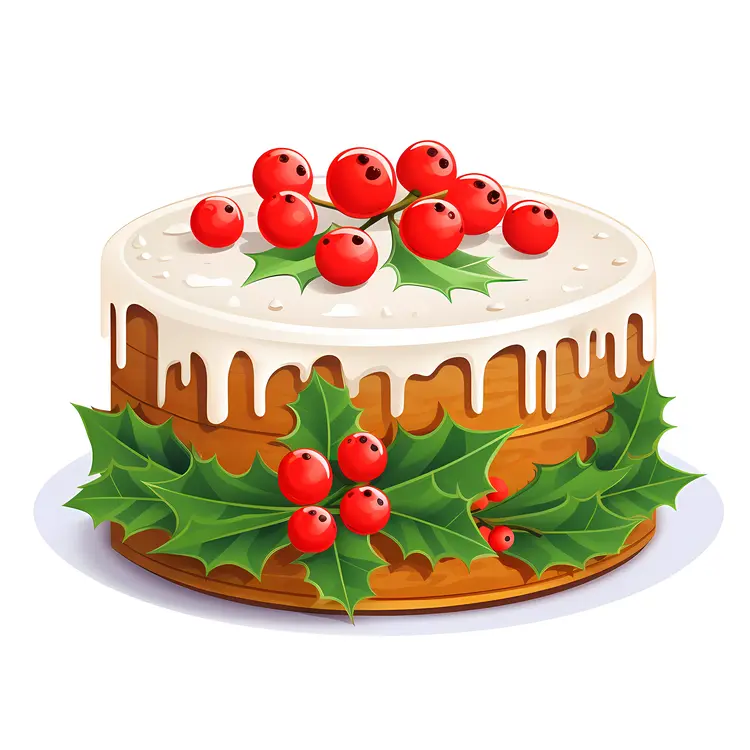 Christmas Cake with Holly Decoration