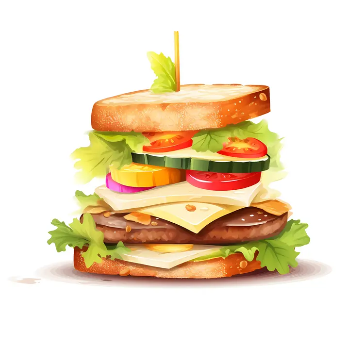 Layered Sandwich with Fresh Vegetables